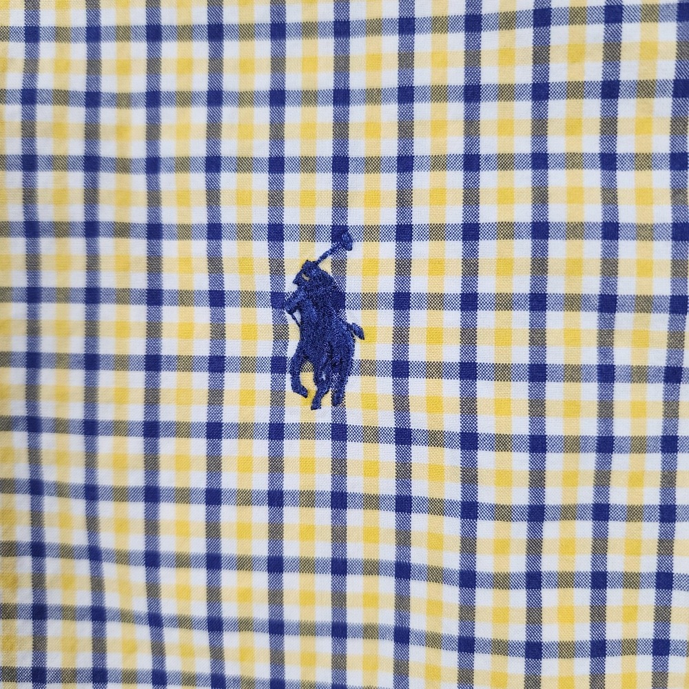 Ralph Lauren Shirt Mens 2XL XXL Yellow Blue Check Long Sleeve Button Down Cotton - Picture 5 of 13